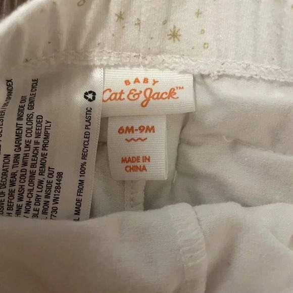 6-9 Months Cat & Jack Gold Stars & Bow Bottom Leggings - Picture 3 of 3